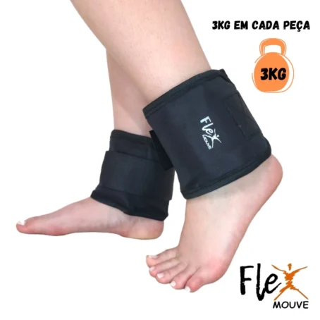 Par de Caneleiras de Peso 3kg – Ideal para Treino de Pernas, CrossFit, Fitness e Musculação | Ajustável e Confortável