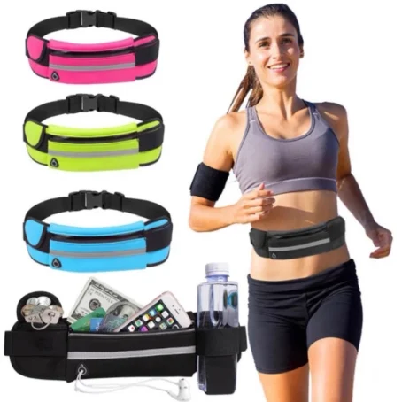 Pochete Esportiva Slim Impermeável – Porta Celular e Suporte para Garrafa | Ideal para Corrida, Caminhada e Academia