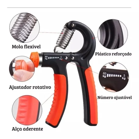 Hand Grip Flexor de Punho com Mola Ajustável – Fortalecimento de Antebraço e Mãos | Ideal para Treino de Força e Reabilitação - Imagem 5