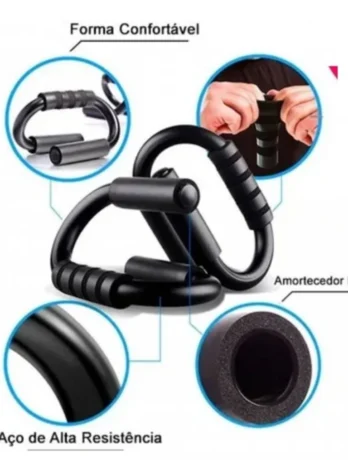 Barra S Push Up – Suporte Fixo para Flexão de Braço | Estabilidade e Conforto no Treino de Peitoral, Ombros e Tríceps