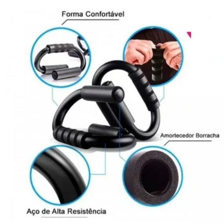 Barra S Push Up – Suporte Fixo para Flexão de Braço | Estabilidade e Conforto no Treino de Peitoral, Ombros e Tríceps - Imagem 2