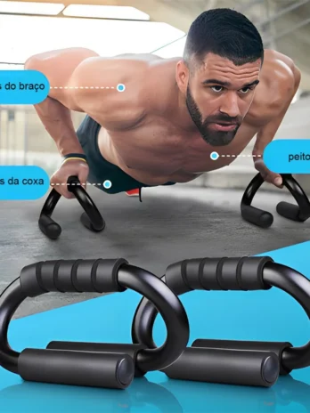 Barra S Push Up – Suporte Fixo para Flexão de Braço | Estabilidade e Conforto no Treino de Peitoral, Ombros e Tríceps