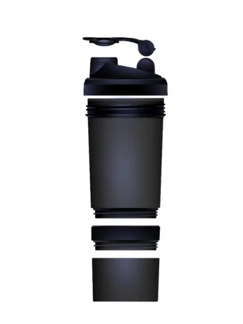 Coqueteleira 500ml com Repartição e Porta Cápsulas – Modelo Liso, Sem Estampa | Ideal para Academia e Uso Diário