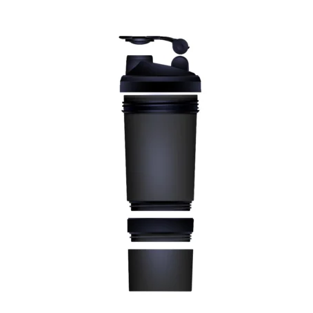 Coqueteleira 500ml com Repartição e Porta Cápsulas – Modelo Liso, Sem Estampa | Ideal para Academia e Uso Diário