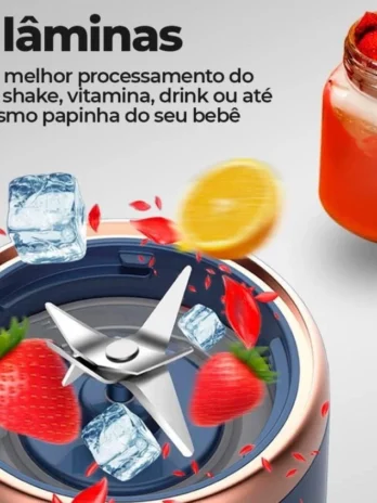 Mini Liquidificador Portátil POPYO – Espremedor Elétrico com 6 Lâminas | Ideal para Sucos, Alimentos e Smoothies