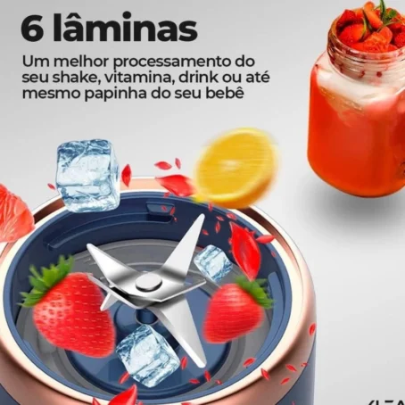 Mini Liquidificador Portátil POPYO – Espremedor Elétrico com 6 Lâminas | Ideal para Sucos, Alimentos e Smoothies - Imagem 2