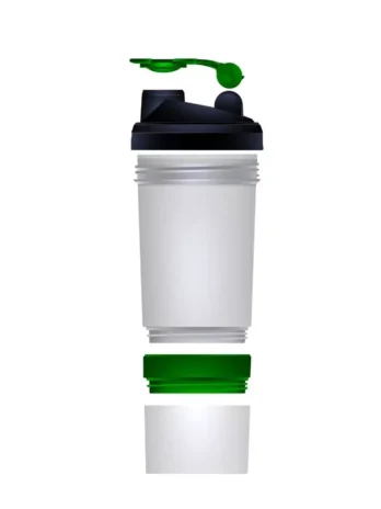 Coqueteleira 500ml com Repartição e Porta Cápsulas – Modelo Liso, Sem Estampa | Ideal para Academia e Uso Diário