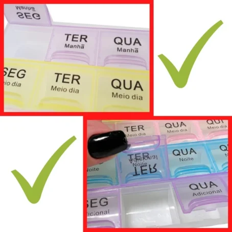 Porta Comprimidos Organizador De Remedios Semanal Caixa Para Medicamentos Colorido - Imagem 4