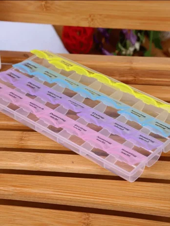 Porta Comprimidos Organizador De Remedios Semanal Caixa Para Medicamentos Colorido
