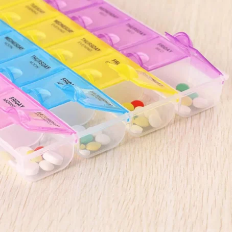 Porta Comprimidos Organizador De Remedios Semanal Caixa Para Medicamentos Colorido - Imagem 5