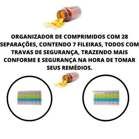 Porta Comprimidos Organizador De Remedios Semanal Caixa Para Medicamentos Colorido - Imagem 7