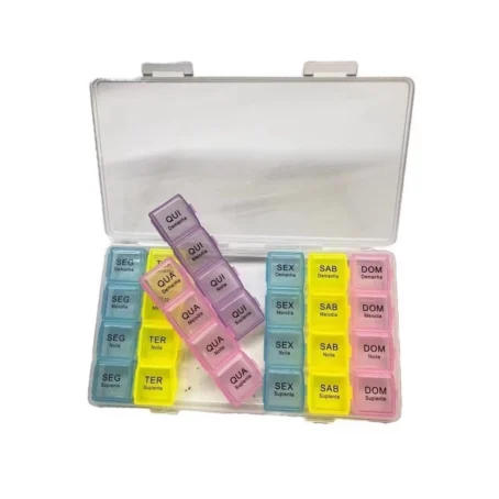 Porta Comprimidos Organizador De Remedios Semanal Caixa Para Medicamentos Colorido - Imagem 8