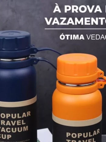 Garrafa Térmica 800ml em Aço Inoxidável – Modelo Travel | Isolamento a Vácuo | Mantém Bebidas Quentes ou Frias | Ideal para Esportes e Viagens