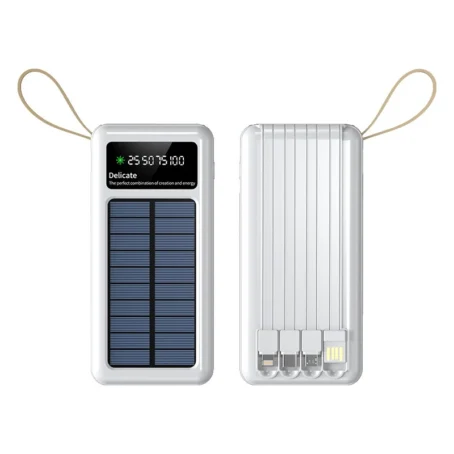 Power Bank Solar 20.000mAh – Carregador Portátil 5 em 1 com Cabos Integrados, LED e Lanterna - Imagem 3
