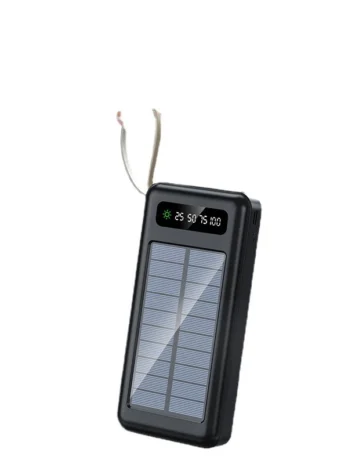 Power Bank Solar 20.000mAh – Carregador Portátil 5 em 1 com Cabos Integrados, LED e Lanterna