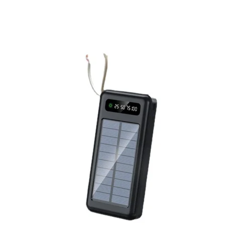 Power Bank Solar 20.000mAh – Carregador Portátil 5 em 1 com Cabos Integrados, LED e Lanterna - Imagem 2
