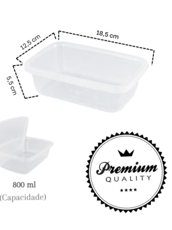 Kit com 10 Potes Transparentes de 800ml – Com Tampa | Reutilizáveis | Ideal para Marmitas Fitness, Organização de Alimentos, Freezer e Micro-ondas