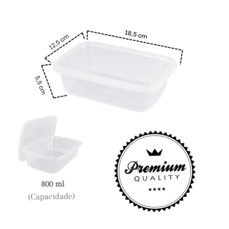 Kit com 10 Potes Transparentes de 800ml – Com Tampa | Reutilizáveis | Ideal para Marmitas Fitness, Organização de Alimentos, Freezer e Micro-ondas