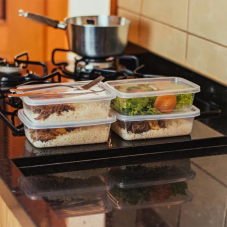 Kit com 10 Potes Transparentes de 800ml – Com Tampa | Reutilizáveis | Ideal para Marmitas Fitness, Organização de Alimentos, Freezer e Micro-ondas - Imagem 6