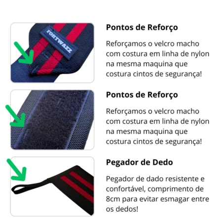 Par de Munhequeiras Profissionais para Academia – Alta Compressão | Proteção para Punho | Ideal para Musculação, Crossfit e LPO - Imagem 4