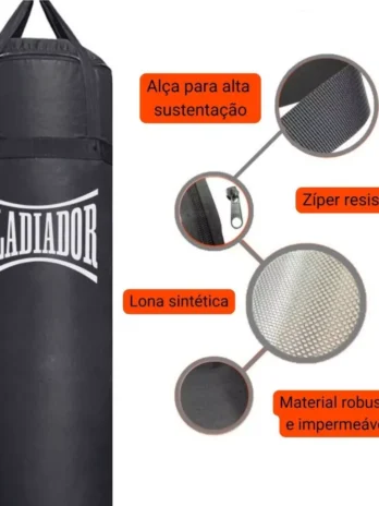 Saco de Pancada Gladiador 120x100cm (Vazio) – Ideal para Boxe, Jiu-Jitsu, MMA e Treinos de Combate | Opções de Peso: 50kg, 70kg ou 90kg Após Enchimento