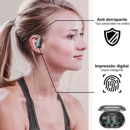 Fone de Ouvido Sem Fio Bluetooth TWS K-G37PRO – Esportivo com Design Pendurado na Orelha | Ergonômico e Confortável para Treinos - Imagem 8