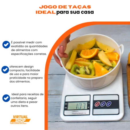 Balança Digital de Cozinha SF-400 – Precisão de 1g a 10kg | Ideal para Nutrição, Dieta e Receitas - Imagem 2
