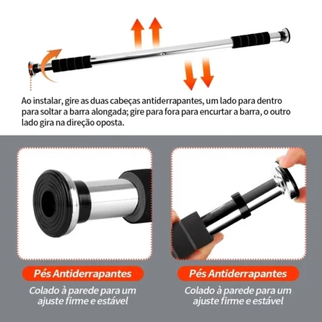 Barra de Exercícios Ajustável para Porta – Até 100cm | Ideal para Crossfit, Calistenia, Treinos de Força e Fitness - Imagem 7