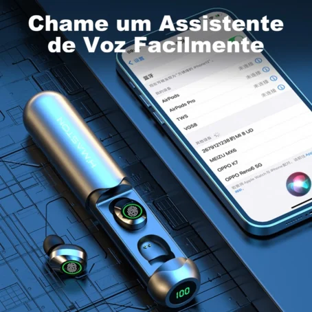 Fone de Ouvido Sem Fio H'maston F915 – In-Ear Bluetooth 5.3 | Wireless com Display LED de Bateria - Imagem 5