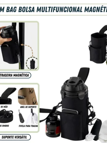 Bolsa Magnética Multifuncional – Gym Bag Impermeável para Acessórios de Esportes, Academia e Fitness