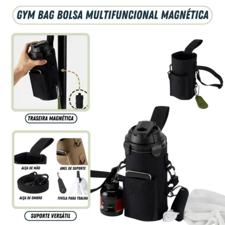 Bolsa Magnética Multifuncional – Gym Bag Impermeável para Acessórios de Esportes, Academia e Fitness