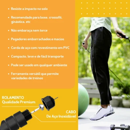 Corda de Pular Profissional 3M – Ideal para Crossfit, Treinos de Alta Performance e Condicionamento Físico | Marca NL - Imagem 4