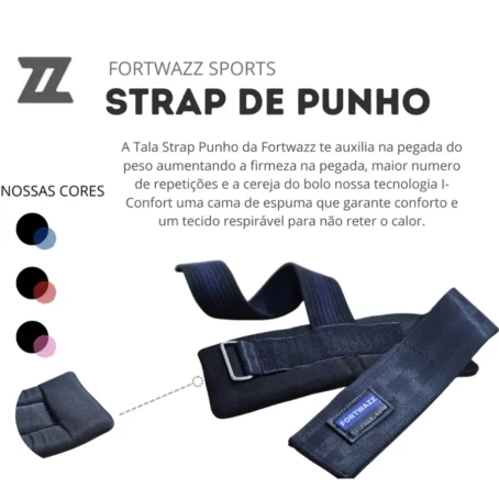 Par Tala Strap Punho Profissional 100% Algodão Competição Musculação Crossfit LPO - Imagem 2