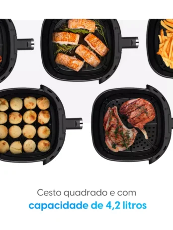 Fritadeira Elétrica Airfryer Elgin Cube Fry – 4,2 Litros | 1600W | Cor: Preto | 127V