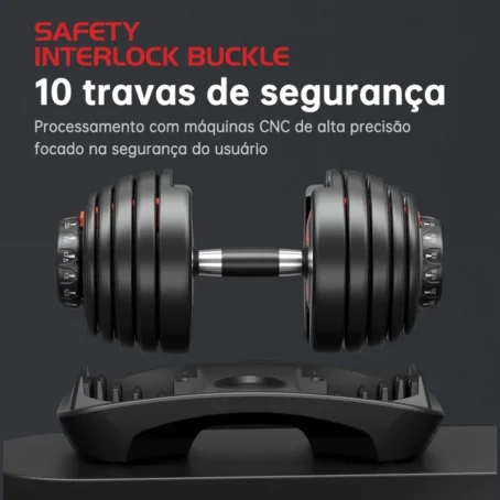 Kit Halteres Reguláveis 24kg – Dumbbell Ajustável K2 com Anilhas | Ideal para Treinos em Casa e Academia - Imagem 2