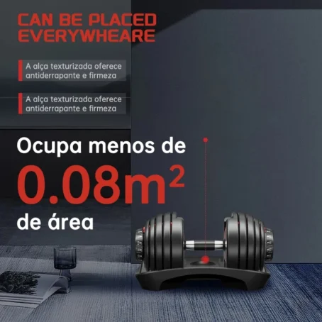 Kit Halteres Reguláveis 24kg – Dumbbell Ajustável K2 com Anilhas | Ideal para Treinos em Casa e Academia - Imagem 6