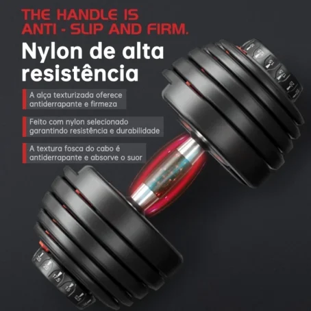 Kit Halteres Reguláveis 24kg – Dumbbell Ajustável K2 com Anilhas | Ideal para Treinos em Casa e Academia - Imagem 5