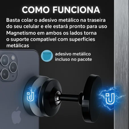 Suporte de Celular Magnético Duplo DualMag – Fixação 360º | Imã em Ambos os Lados | Ideal para Academia e Crossfit - Imagem 6