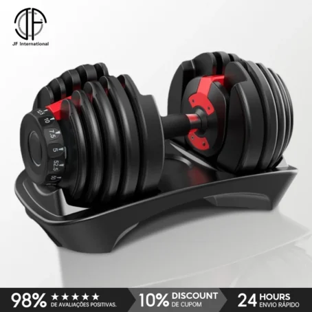 Kit Halteres Reguláveis 24kg – Dumbbell Ajustável K2 com Anilhas | Ideal para Treinos em Casa e Academia