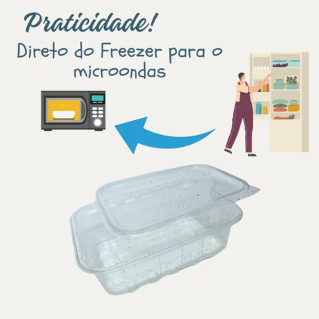 Kit com 72 Potes Descartáveis 500ml – Formato Retangular com Tampa | Freezer e Micro-ondas | Ideal para Marmitas Fitness | Empilhável e Reutilizável - Imagem 3