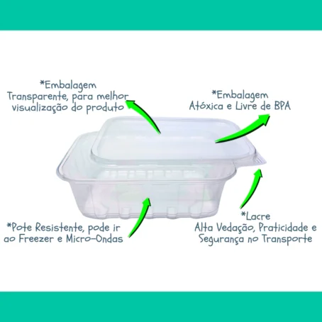 Kit com 72 Potes Descartáveis 500ml – Formato Retangular com Tampa | Freezer e Micro-ondas | Ideal para Marmitas Fitness | Empilhável e Reutilizável - Imagem 5