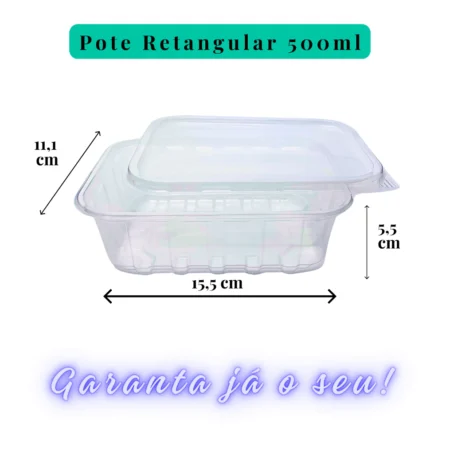 Kit com 72 Potes Descartáveis 500ml – Formato Retangular com Tampa | Freezer e Micro-ondas | Ideal para Marmitas Fitness | Empilhável e Reutilizável - Imagem 7