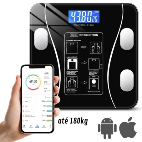 Balança de Bioimpedância Digital Bluetooth – Até 180kg | Resultados no Celular com Memória Corporal - Imagem 3