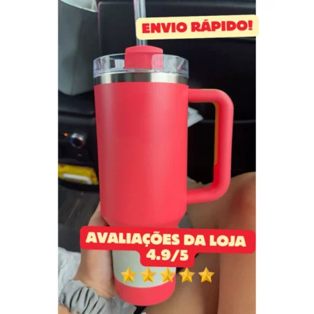 Copo Térmico 1200ml Neymar – Com Tampa | Ideal para Bebidas Geladas ou Quentes - Imagem 6