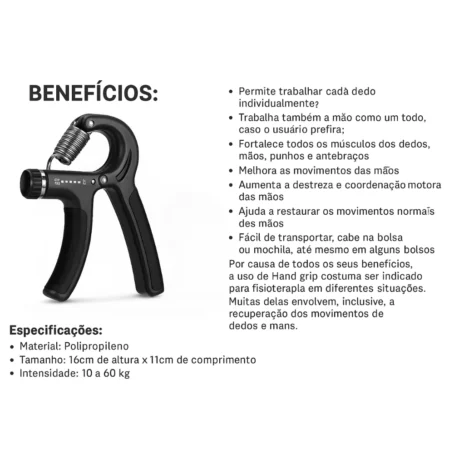 Hand Grip Flexor de Punho com Mola Ajustável – Fortalecimento de Antebraço e Mãos | Ideal para Treino de Força e Reabilitação - Imagem 7