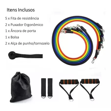 Kit de Extensores Elásticos para Treino em Casa – Ideal para Musculação, Alongamento e Exercícios Funcionais - Imagem 7