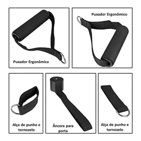 Kit de Extensores Elásticos para Treino em Casa – Ideal para Musculação, Alongamento e Exercícios Funcionais - Imagem 5