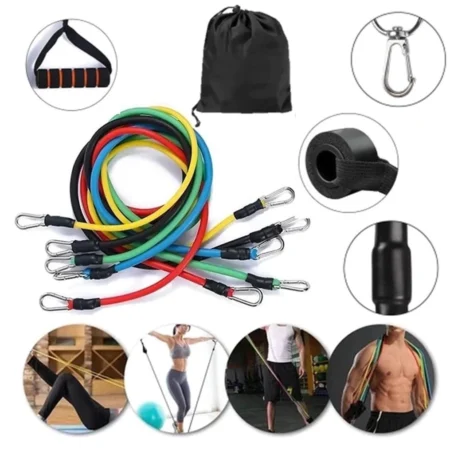 Kit de Extensores Elásticos para Treino em Casa – Ideal para Musculação, Alongamento e Exercícios Funcionais - Imagem 6