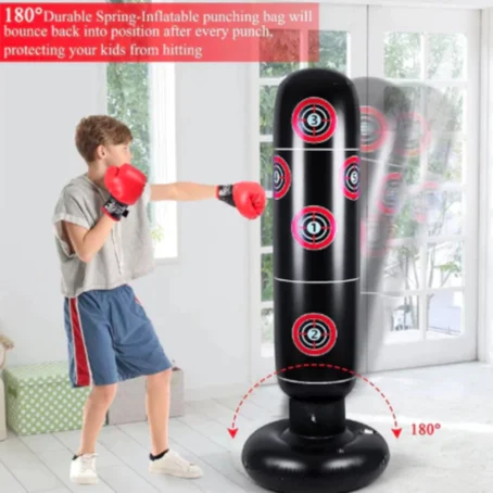 Saco de Boxe Infantil Inflável João Bobo – Com Luvas e Bomba de Ar | Treino e Diversão para Crianças - Imagem 6