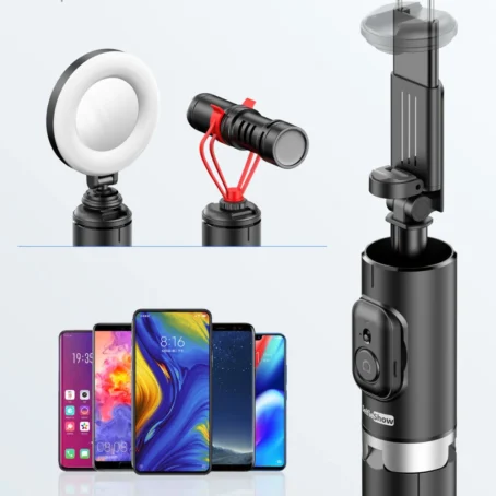 Tripé Bastão de Selfie para Celular – Altura até 1,7m | Controle Remoto Integrado | Portátil e Ajustável - Imagem 5